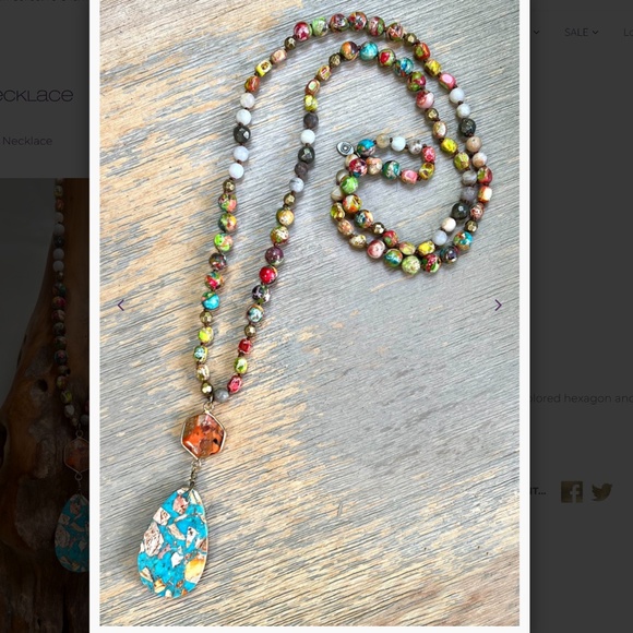 Bohemian “ Moab “ Boho Beaded Necklace with Teardrop Pendant R2A - Picture 1 of 4